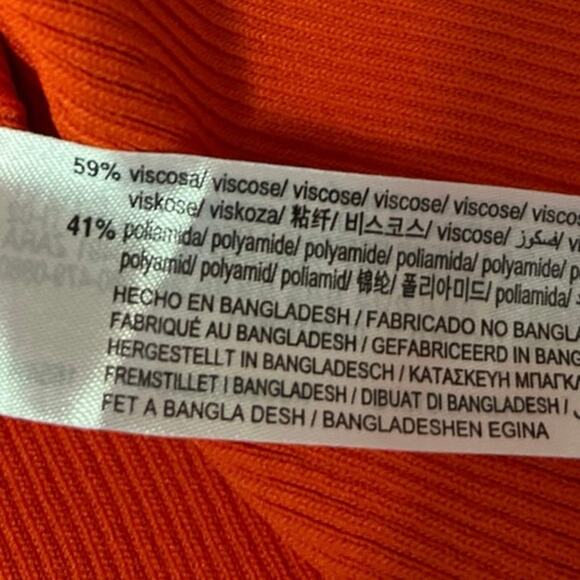 Zara Orange Ribbed Knit Long Sleeve Cut Out Cardian Cardigan Crop Top Size S - Picture 4 of 4